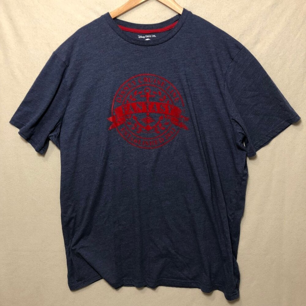 Disney Cruise Line T Shirt Mens XXL Navy Red Fantasy Graphic Short Sleeve Logo
